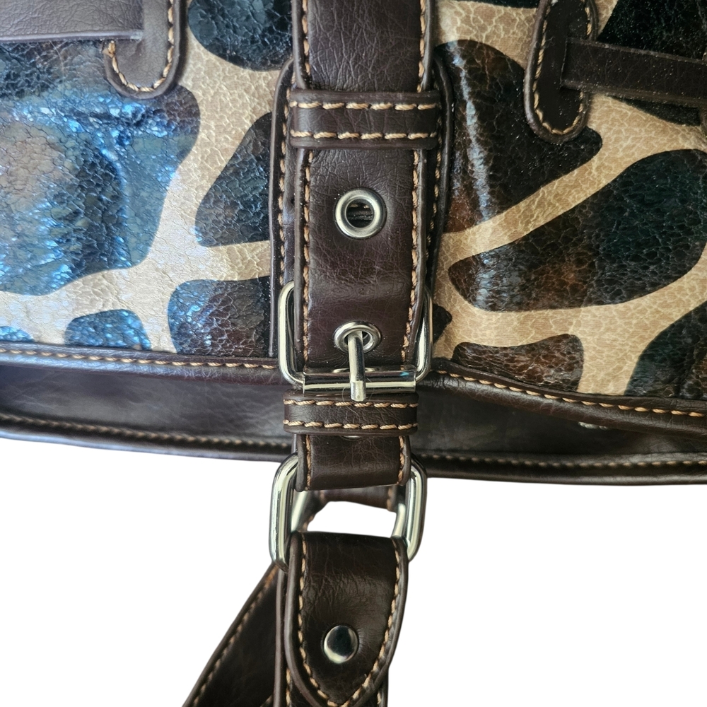 B.Brentano Moda Italy Animal Print Leather Shoulder Purse Hand Bag - Picture 9 of 16